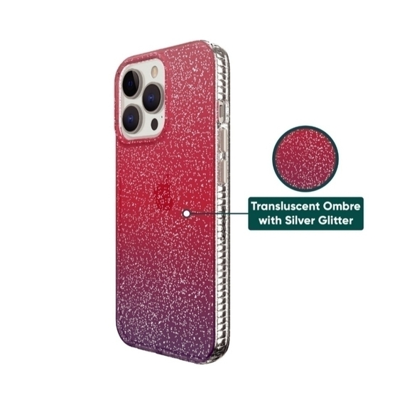 ONN. Purple Pink Red Glitter Ombre IPhone 2021 6.7" Screen Case - Picture 3 of 10